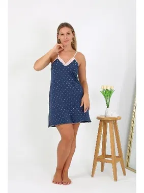 Akbeniz Puantiyeli Büyük Beden İp Askılı Kadın Gecelik Akbeniz 98514