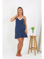 Puantiyeli Büyük Beden İp Askılı Kadın Gecelik Akbeniz 98514 Lacivert