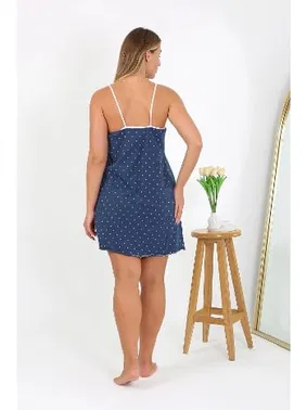 Akbeniz Puantiyeli Büyük Beden İp Askılı Kadın Gecelik Akbeniz 98514 - Alternatif Görünüm