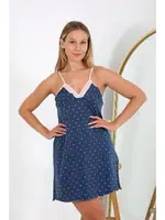 Puantiyeli Büyük Beden İp Askılı Kadın Gecelik Akbeniz 98514 Lacivert farklı açı