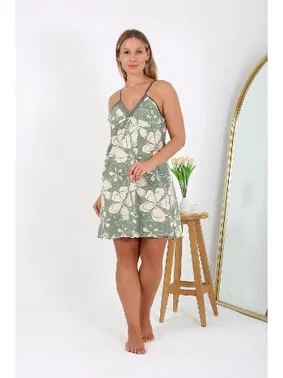 Akbeniz Çiçek Desenli Büyük Beden İp Askılı Pamuklu Gecelik Akbeniz 98515 - Alternatif Görünüm