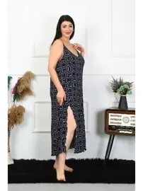 Akbeniz Büyük Beden İp Askılı Kadın Pamuklu Uzun Gecelik Akbeniz 12101