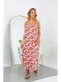 Akbeniz İp Askılı Kadın Büyük Beden Pamuklu Uzun Gecelik Akbeniz 12105