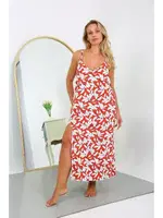 İp Askılı Kadın Büyük Beden Pamuklu Uzun Gecelik Akbeniz 12105 Turuncu detay görünüm