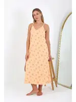 Palmiye Desenli Büyük Beden İp Askılı Uzun Gecelik Akbeniz 12110 Turuncu detay görünüm