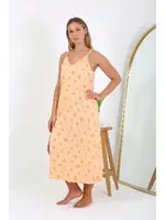 Palmiye Desenli Büyük Beden İp Askılı Uzun Gecelik Akbeniz 12110 Turuncu farklı açı