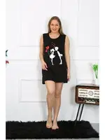 Kalın Askılı Penye Diz Üstü Siyah Büyük Beden Gecelik Akbeniz 12501 Siyah