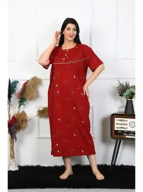 Akbeniz Büyük Beden Akbeniz Kadın Kısa Kol Bordo Anne Gecelik 1370 - Alternatif Görünüm