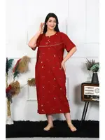 Büyük Beden Akbeniz Kadın Kısa Kol Bordo Anne Gecelik 1370 Bordo detay görünüm