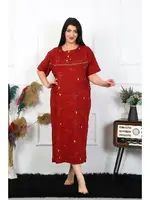 Büyük Beden Akbeniz Kadın Kısa Kol Bordo Anne Gecelik 1370 Bordo görsel 4