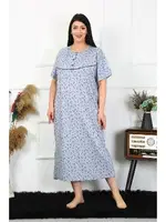 Kısa Kol İndigo Kadın Büyük Beden Anne Gecelik Akbeniz 1374