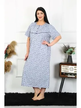 Akbeniz Kısa Kol İndigo Kadın Büyük Beden Anne Gecelik Akbeniz 1374 - Alternatif Görünüm