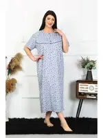 Kısa Kol İndigo Kadın Büyük Beden Anne Gecelik Akbeniz 1374 farklı açı