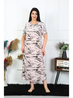 Akbeniz Akbeniz Kadın Büyük Beden Kısa Kol Krem Anne Gecelik 1371