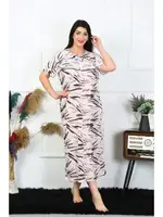 Akbeniz Kadın Büyük Beden Kısa Kol Krem Anne Gecelik 1371 Krem detay görünüm