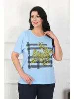 Mavi Çiçekli Büyük Beden Kadın Pijama Takımı Akbeniz 202402 Mavi görsel 4