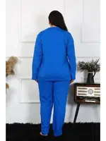 Pamuklu Büyük Beden Cepli Gömlek Yaka Kadın Pijama Takım Akbeniz 202401 Görsel farklı açı
