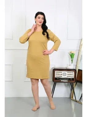 Akbeniz Yuvarlak Yaka Büyük Beden Penye Kadın Gecelik Ev Elbisesi Akbeniz 12506