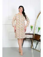 Uzun Kollu Büyük Beden Penye Gecelik Krem Akbeniz 12507 Krem farklı açı