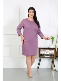 Akbeniz Büyük Beden Uzun Kollu Penye Gecelik Ev Elbisesi Akbeniz 12506