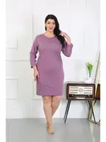 Büyük Beden Uzun Kollu Penye Gecelik Ev Elbisesi Akbeniz 12506 Mürdüm görsel 4