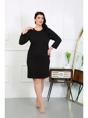 Akbeniz Siyah Büyük Beden Penye Kadın Gecelik Ev Elbisesi Akbeniz 12506 - Alternatif Görünüm