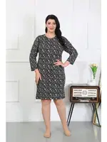 Pamuklu Büyük Beden Kısa Gecelik Ev Elbisesi Siyah Akbeniz 12507 Siyah