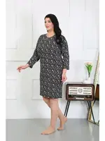 Pamuklu Büyük Beden Kısa Gecelik Ev Elbisesi Siyah Akbeniz 12507 Siyah farklı açı