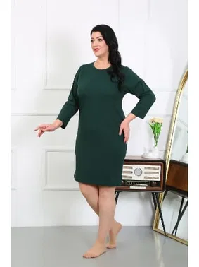 Akbeniz Penye Büyük Beden Uzun Kollu Gecelik Ev Elbisesi Akbeniz 12506