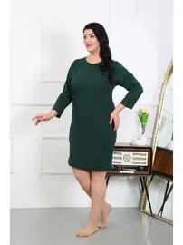 Akbeniz Penye Büyük Beden Uzun Kollu Gecelik Ev Elbisesi Akbeniz 12506