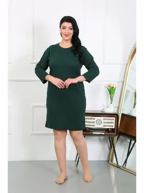 Akbeniz Penye Büyük Beden Uzun Kollu Gecelik Ev Elbisesi Akbeniz 12506 - Alternatif Görünüm