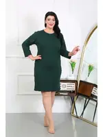 Penye Büyük Beden Uzun Kollu Gecelik Ev Elbisesi Akbeniz 12506 Zümrüt Yeşili farklı açı