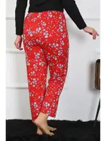 Kırmızı Çiçekli Büyük Beden Tek Alt Kadın Pijama Akbeniz 27503 Kırmızı detay görünüm