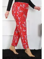 Kırmızı Çiçekli Büyük Beden Tek Alt Kadın Pijama Akbeniz 27503 Kırmızı farklı açı