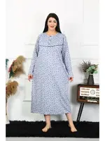 Akbeniz Kadın Büyük Beden Uzun Kol İndigo Anne Gecelik 1366
