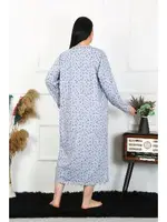 Akbeniz Kadın Büyük Beden Uzun Kol İndigo Anne Gecelik 1366 görsel 4