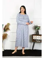 Akbeniz Kadın Büyük Beden Uzun Kol İndigo Anne Gecelik 1366 görsel 5