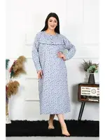 Akbeniz Kadın Büyük Beden Uzun Kol İndigo Anne Gecelik 1366 görsel 6