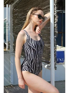 Akbeniz Zebra Desenli Kadın Mayo Siyah Akbeniz 34020 - Alternatif Görünüm