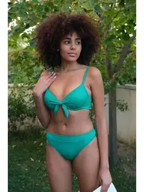 Akbeniz Destekli Fiyonklu Kadın Yeşil Bikini Takım Akbeniz 35008