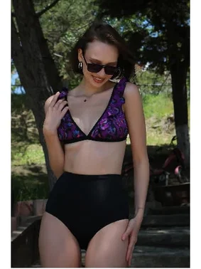 Akbeniz Fırfırlı Yüksek Bel Bikini Takım Menekşe 35001 - Alternatif Görünüm