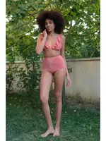 Fırfırlı Yüksek Bel Kiremit Alt Üst Bikini Takım Akbeniz 35010 Kiremit