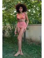 Fırfırlı Yüksek Bel Kiremit Alt Üst Bikini Takım Akbeniz 35010 Kiremit farklı açı