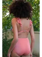 Fırfırlı Yüksek Bel Kiremit Alt Üst Bikini Takım Akbeniz 35010 Kiremit görsel 4