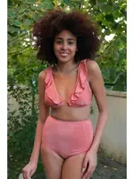 Fırfırlı Yüksek Bel Kiremit Alt Üst Bikini Takım Akbeniz 35010 Kiremit görsel 5