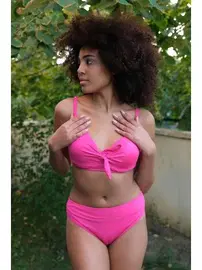 Akbeniz İçi Boş Fiyonklu Kaplı Fuşya Alt Üst Bikini Takım Akbeniz 35011