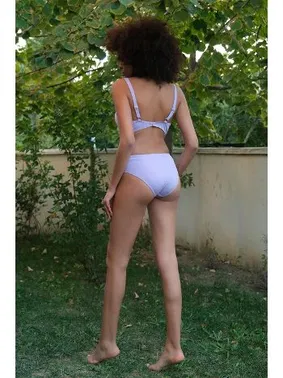 Akbeniz Lila İçi Boş Fiyonklu Kaplı Alt Üst Bikini Takım Akbeniz 35011
