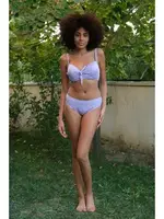 Lila İçi Boş Fiyonklu Kaplı Alt Üst Bikini Takım Akbeniz 35011 Lila farklı açı