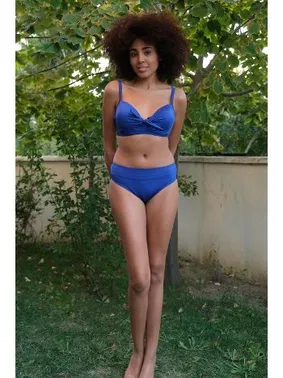 Akbeniz İçi Boş Fiyonklu Kaplı Saks Alt Üst Bikini Takım Akbeniz 35011 - Alternatif Görünüm