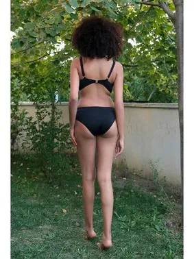 Akbeniz Siyah İçi Boş Fiyonklu Kaplı Alt Üst Bikini Takım Akbeniz 35011